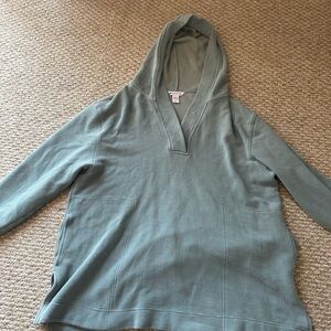 Athleta Waffle Hooded Green Sweatshirt Size XL